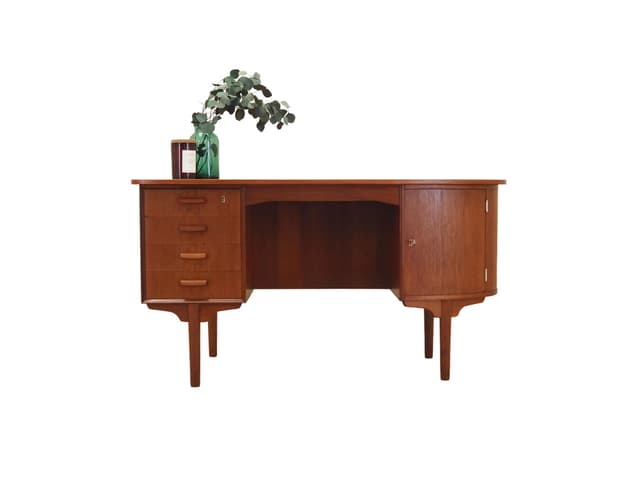 Biurko, teak brązowy, proj. H.P. Hansen, Dania, lata 70. - WYMIARY