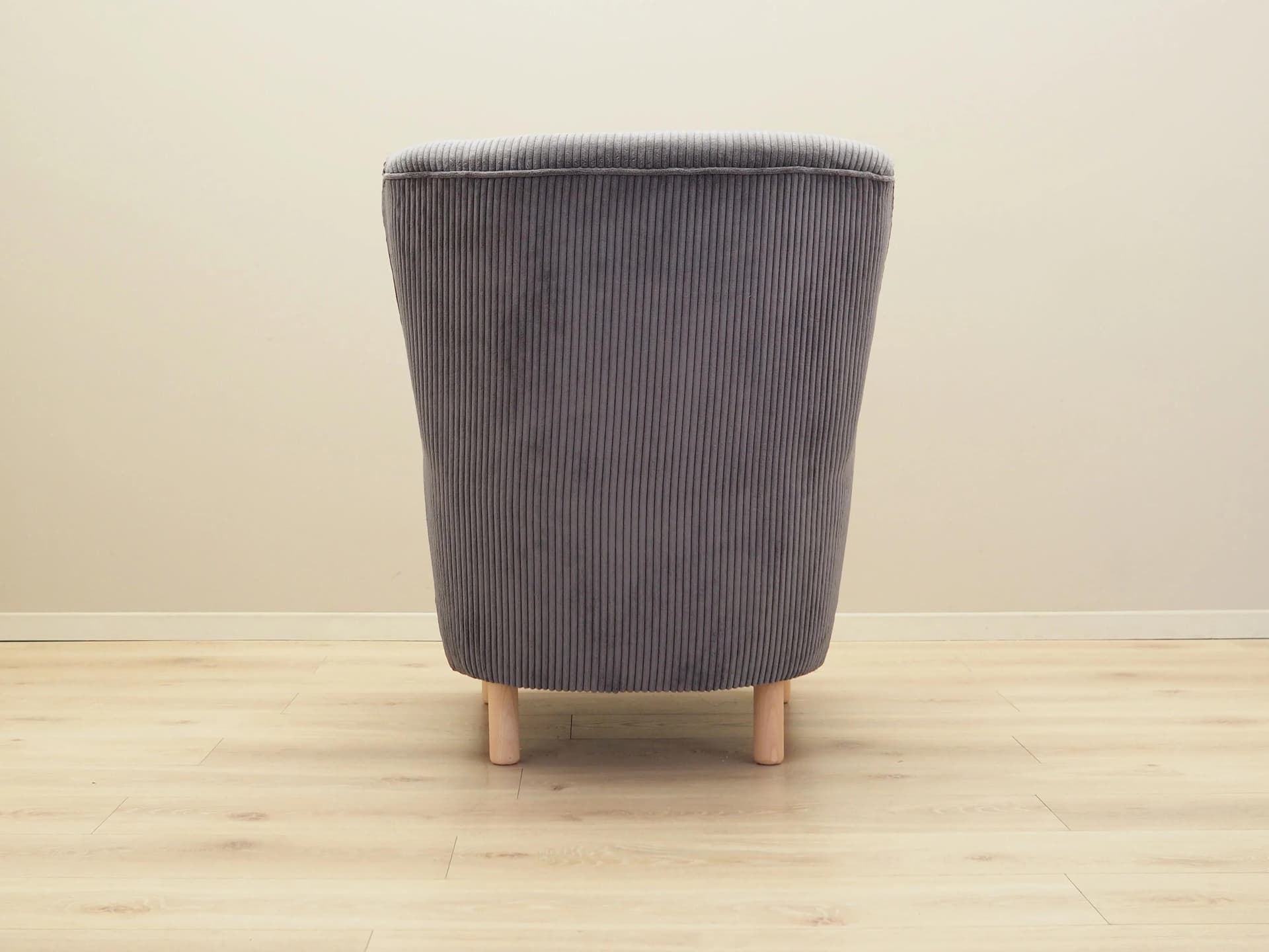 Armchair, Scandinavian, grey velvet, beech, Denmark, 1960s. - 22439
