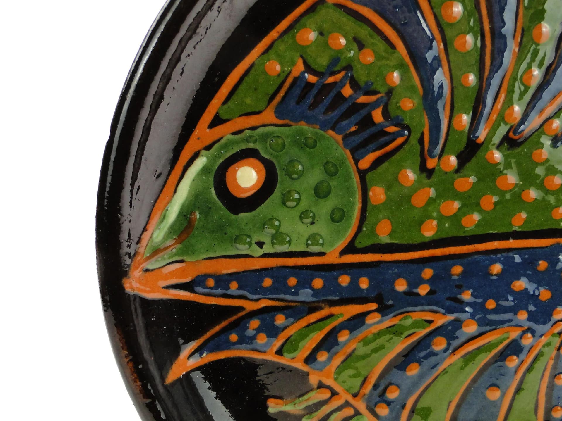 Kontrastowa ceramiczna patera dekoracyjna, proj. N. Kowalów dla Kamionki, Polska, lata 70. - 22544