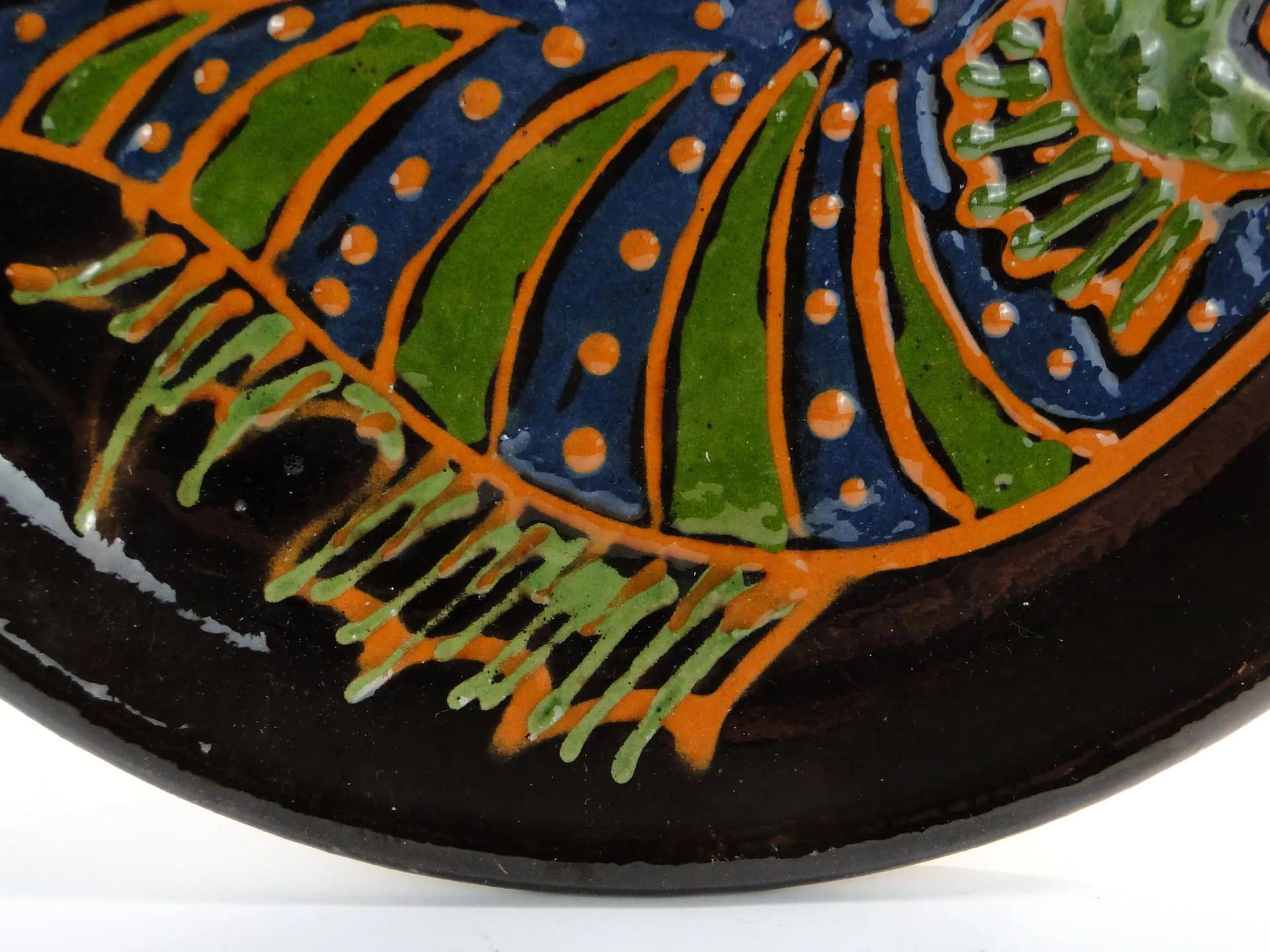 Kontrastowa ceramiczna patera dekoracyjna, proj. N. Kowalów dla Kamionki, Polska, lata 70. - 22547