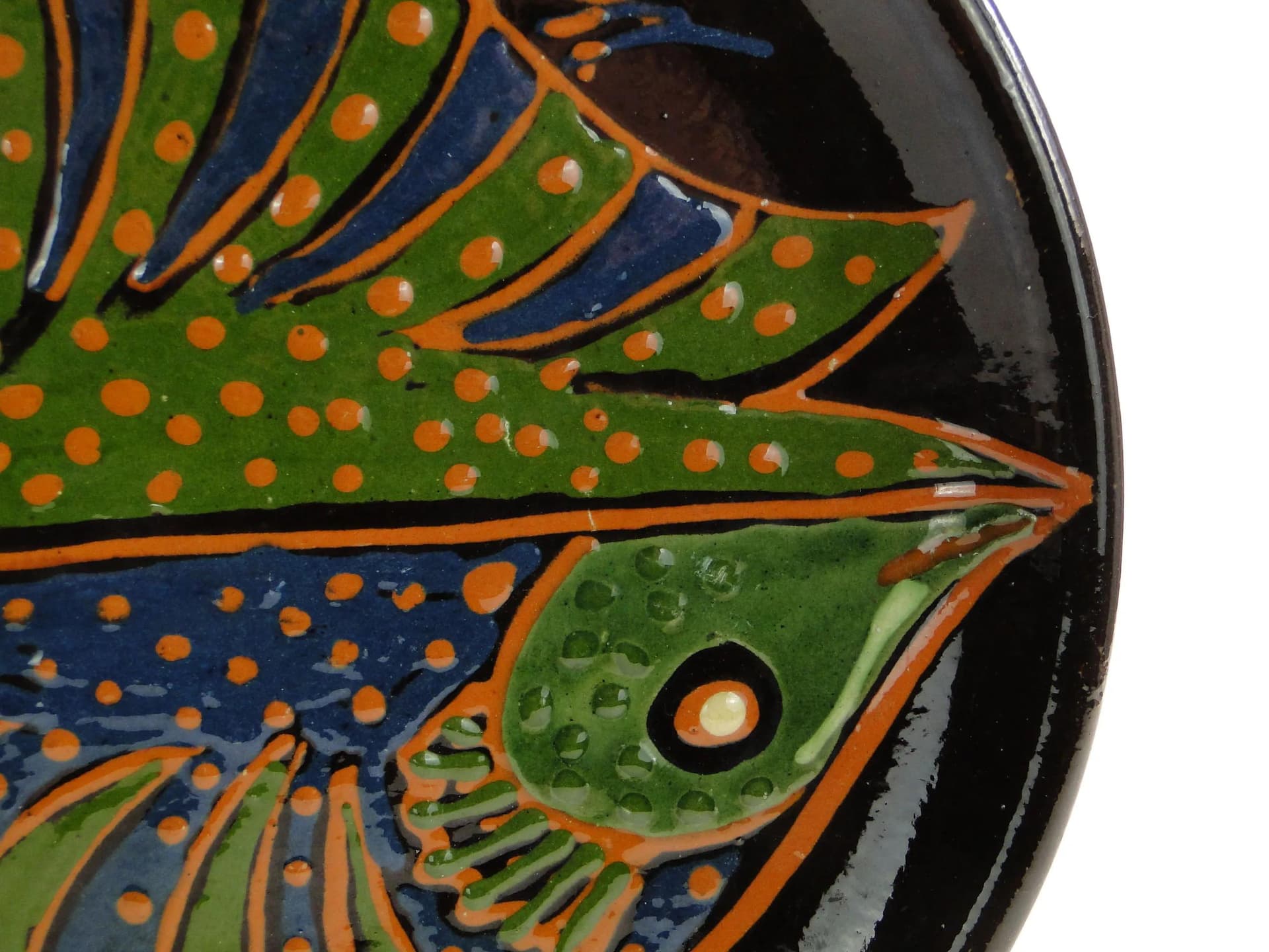 Kontrastowa ceramiczna patera dekoracyjna, proj. N. Kowalów dla Kamionki, Polska, lata 70. - 22545