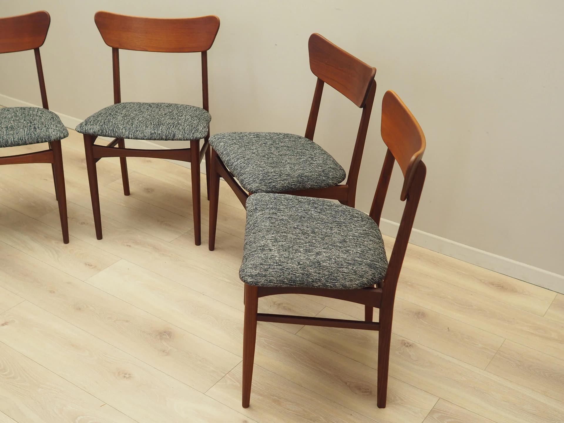 Set of four chairs, brown teak, Denmark, 1970s. - 22409