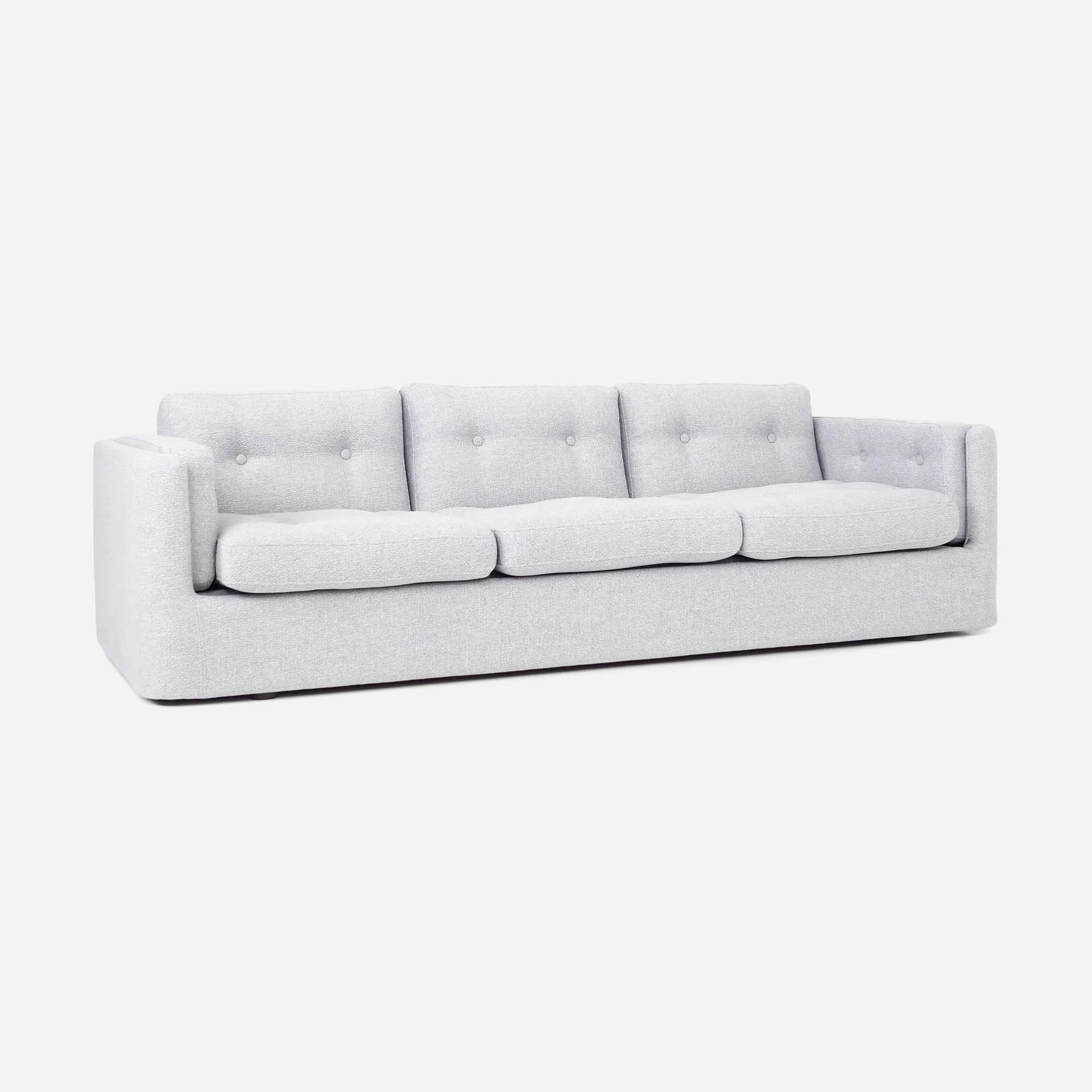Sofa Bergen, gołębi szary, tkanina, drewno, Polska, lata 90. - 22404