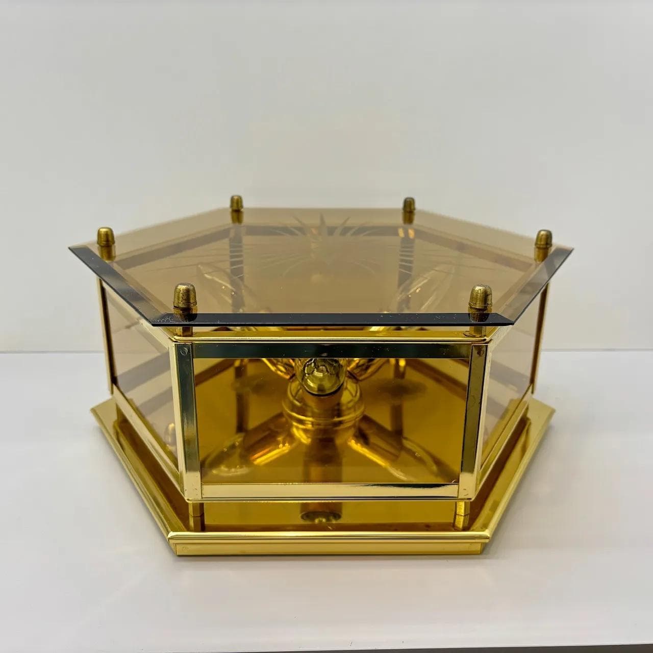 Gilded Art Deco Ceiling Lamp, Quelle, Germany, 1980s - 22487