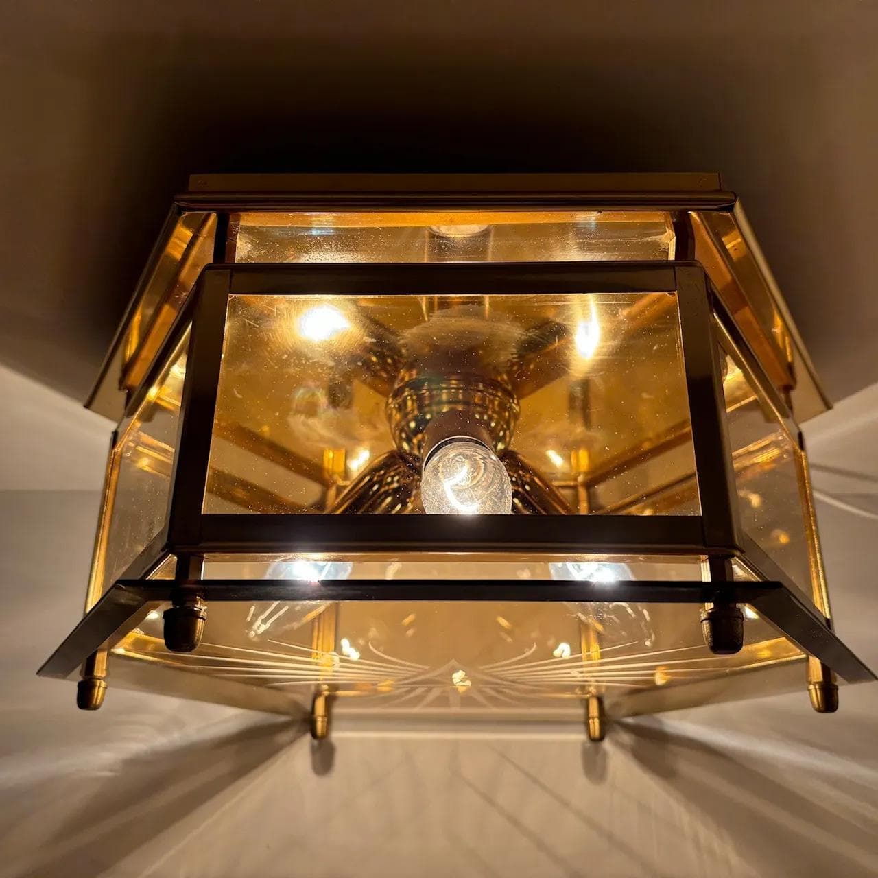 Gilded Art Deco Ceiling Lamp, Quelle, Germany, 1980s - 22479