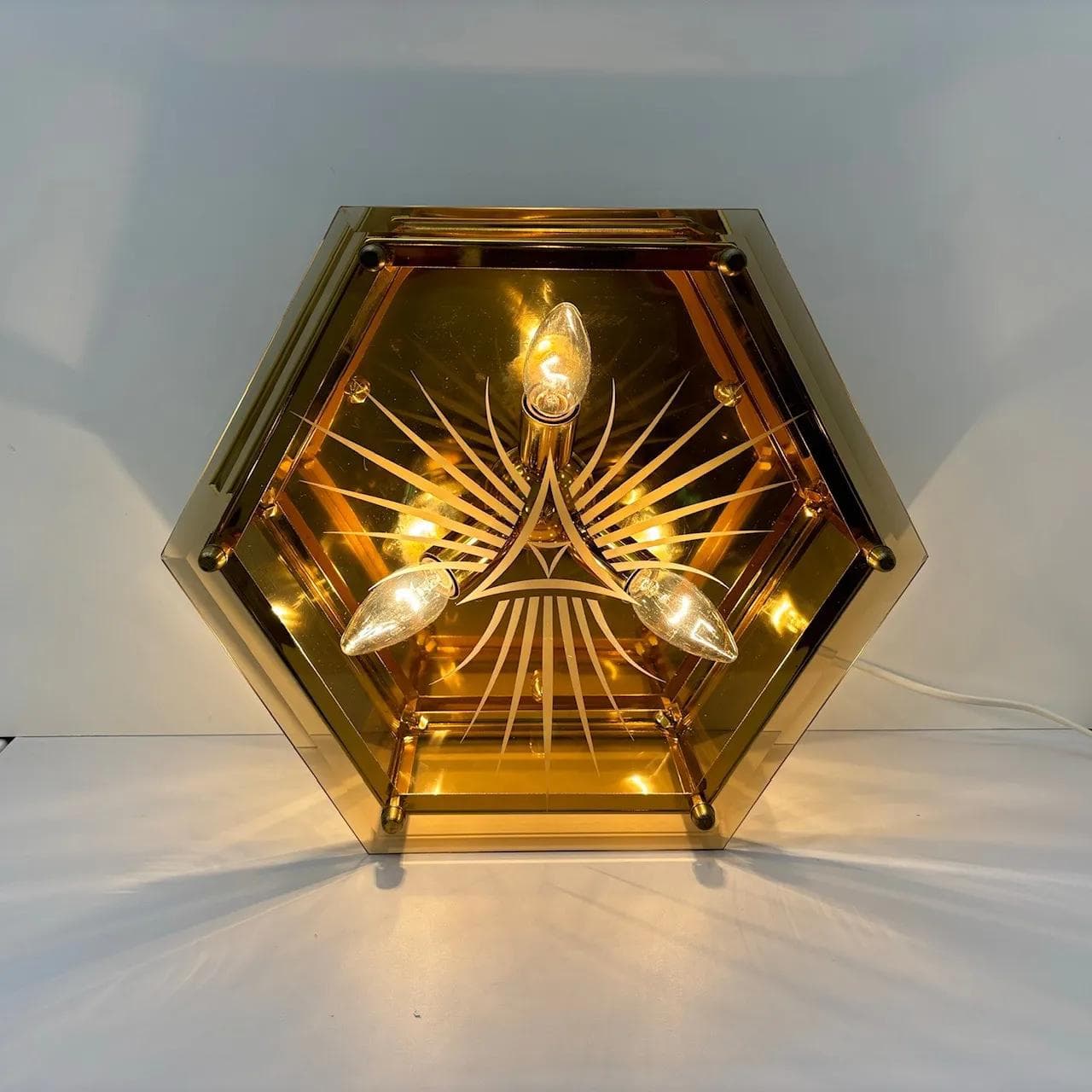 Gilded Art Deco Ceiling Lamp, Quelle, Germany, 1980s - 22482