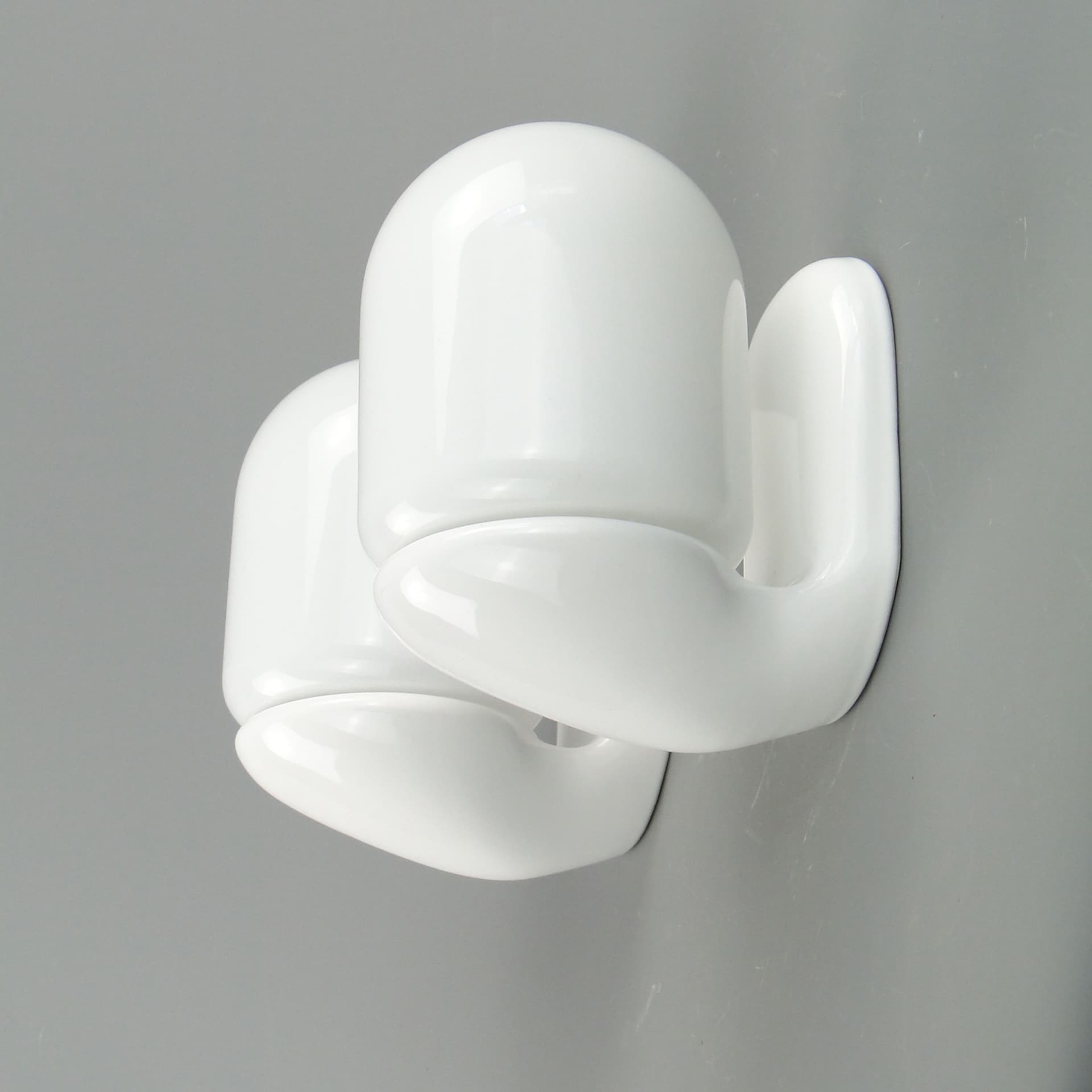 Para kinkietów modernistycznych, ceramika biała, szkło białe, Polska, lata 70. - 2436