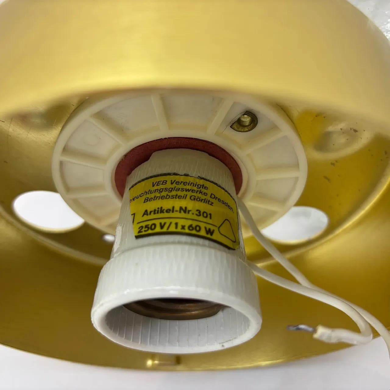 Ceiling Light Bubble, transparent glass, gold aluminium, VEB Görlitz, Germany, 1980s. - 22476