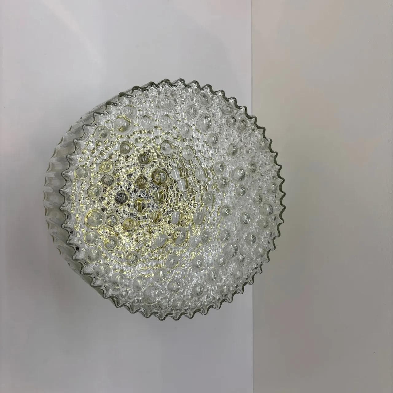 Ceiling Light Bubble, transparent glass, gold aluminium, VEB Görlitz, Germany, 1980s. - 22469