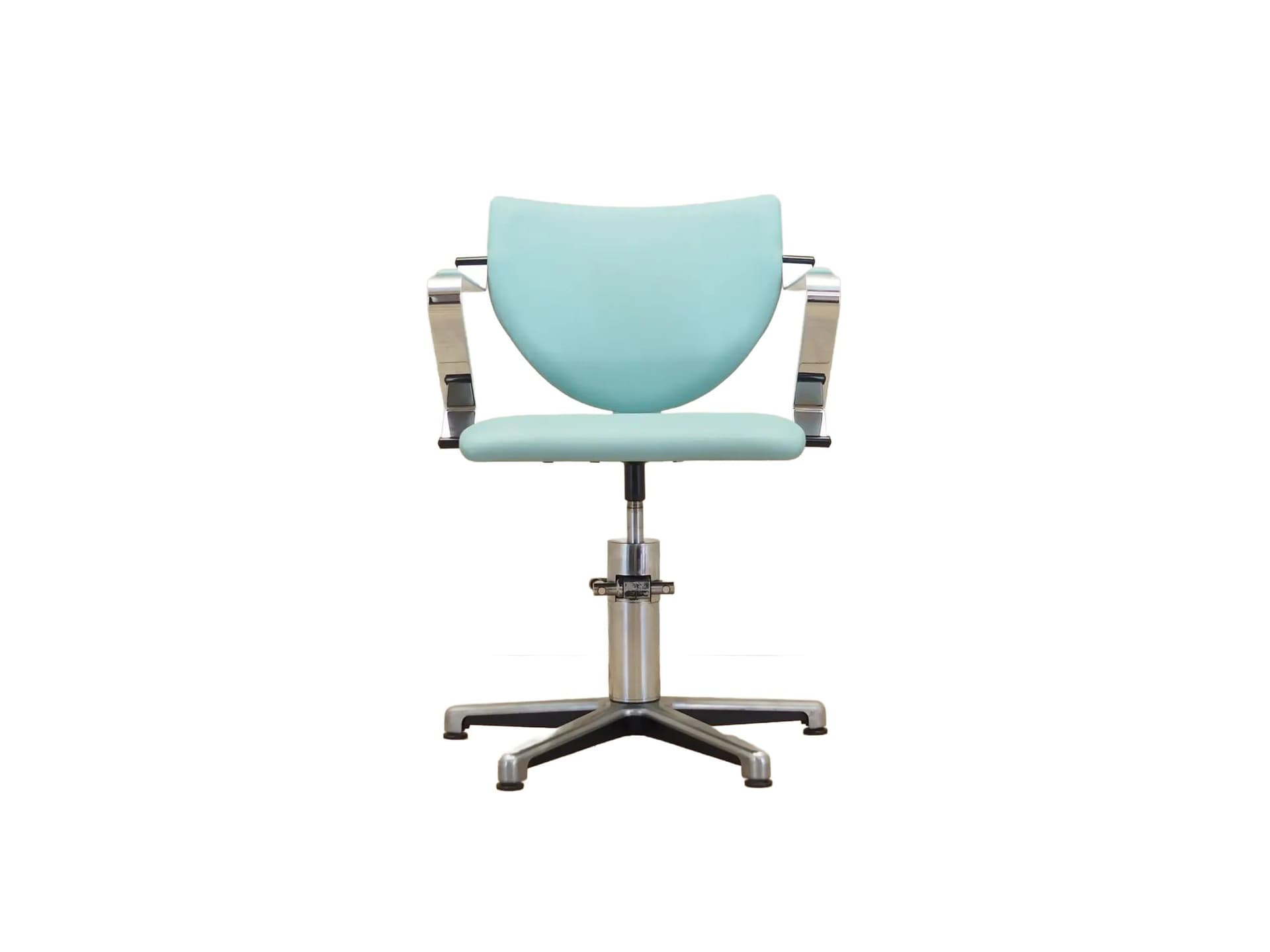 Fotel fryzjerski, turkus ekoskóra, metal chromowany, Dania, lata 80.