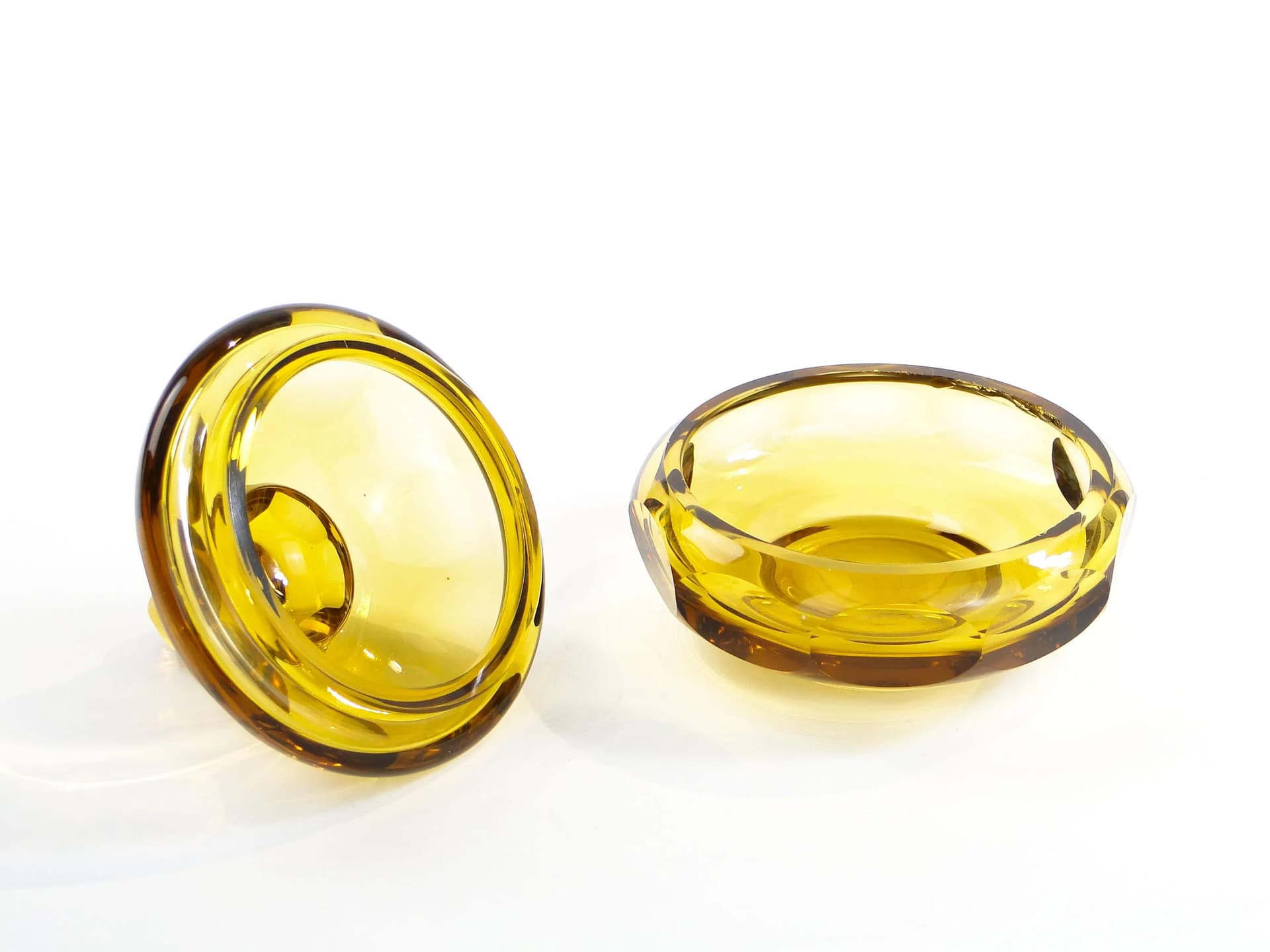 Bombonierka Art Deco, kryształ złoty, Moser, Czechy, lata 30. - 22516