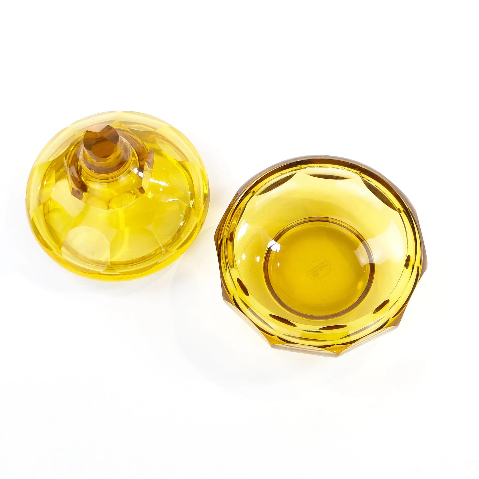 Bombonierka Art Deco, kryształ złoty, Moser, Czechy, lata 30. - 22513