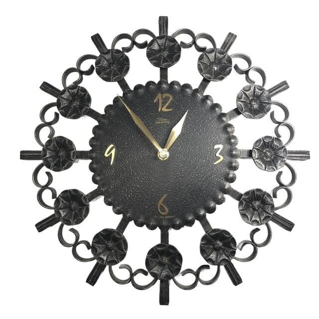 Zegar ścienny, Diehl Electronic, metal czarny, Niemcy, lata 70. - WYMIARY