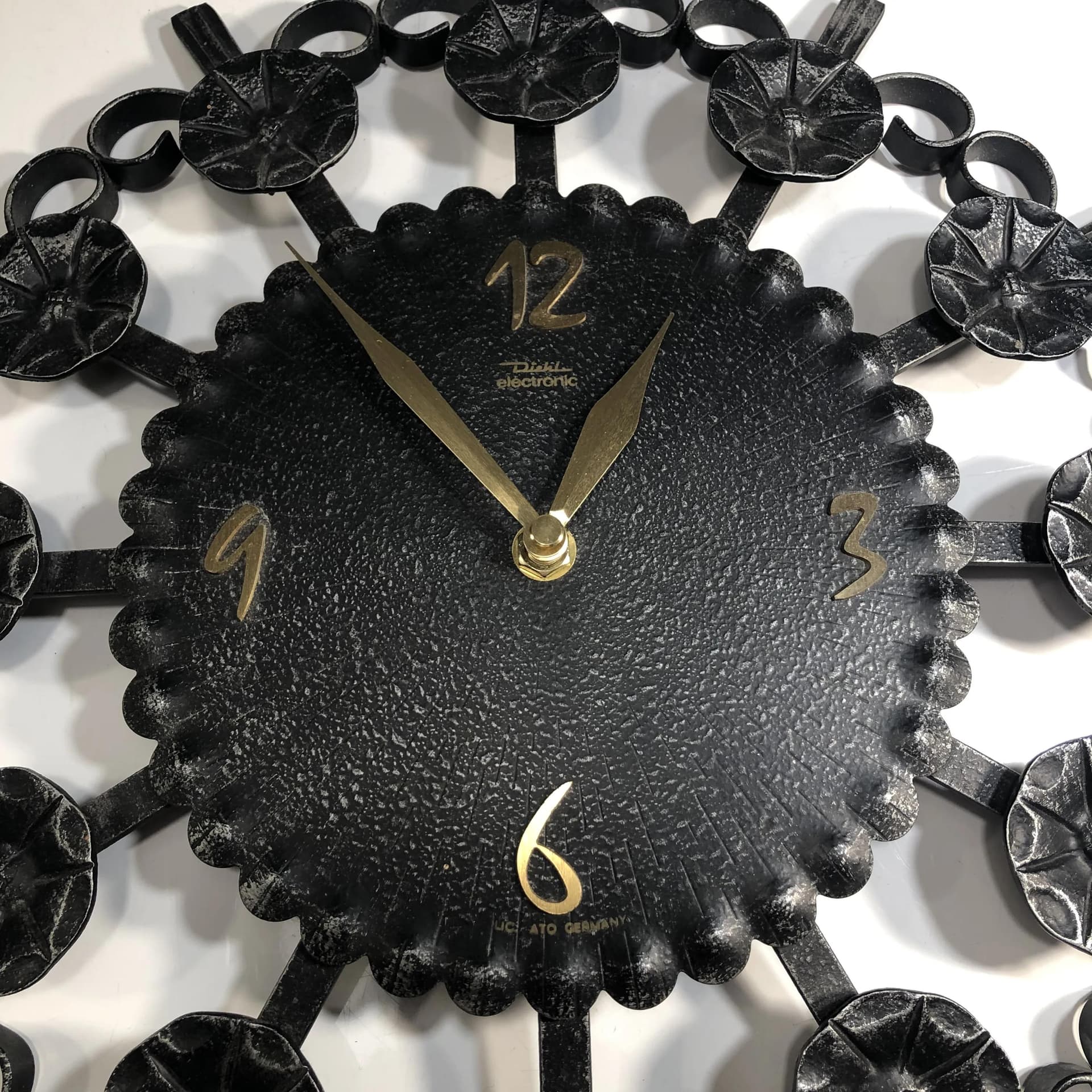 Zegar ścienny, Diehl Electronic, metal czarny, Niemcy, lata 70. - 22459