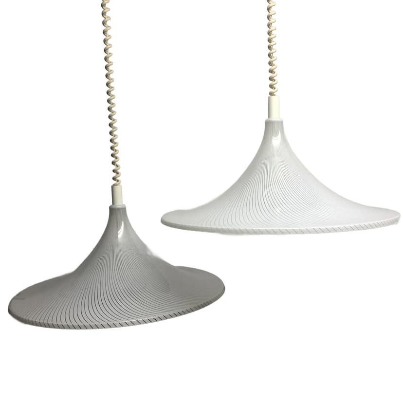Para lamp wiszących, akryl biały, Böhmer, Niemcy, lata 70.