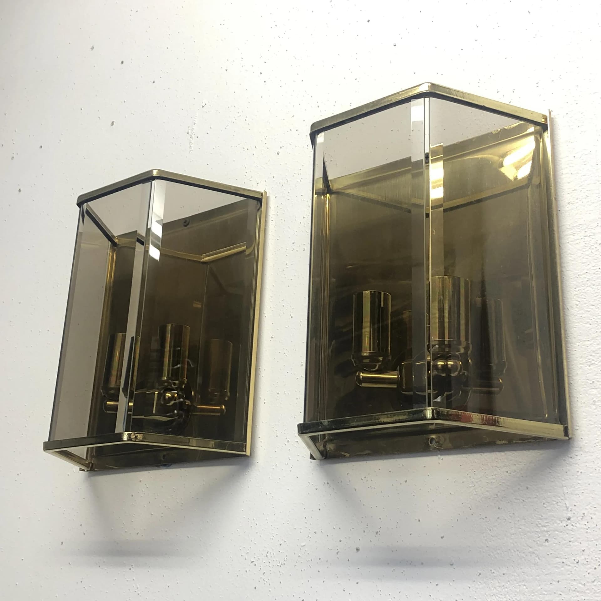 Para kinkietów Art Deco, mosiądz złoty, Holtkötter, Niemcy, lata 70. - 22782