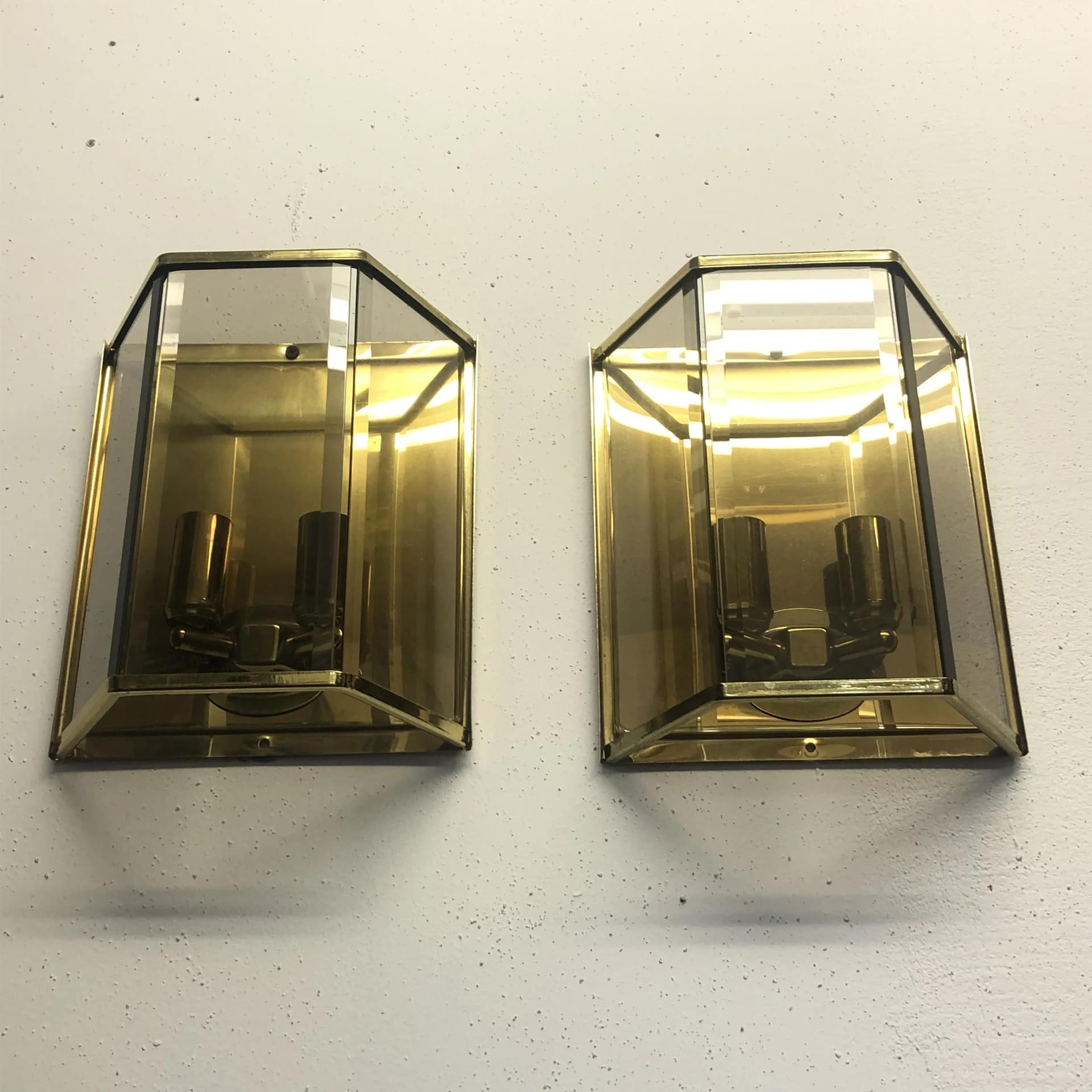 Para kinkietów Art Deco, mosiądz złoty, Holtkötter, Niemcy, lata 70. - 22784