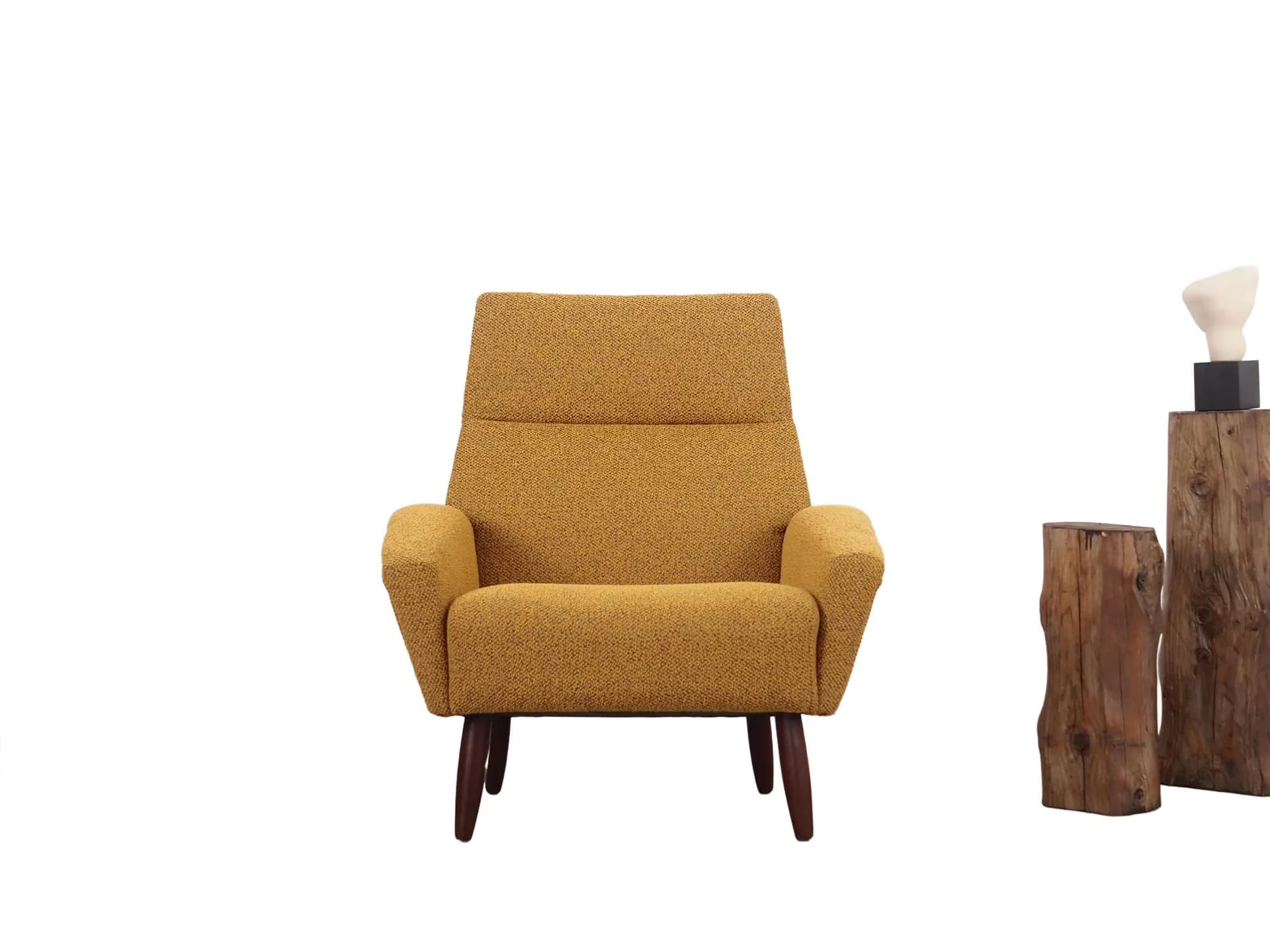 Fotel, musztardowy, teak, Dania, lata 70. - 23058