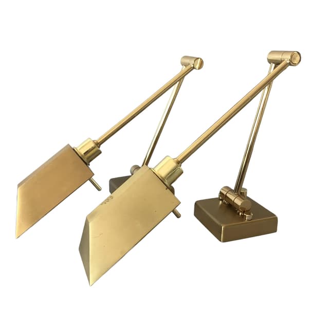 Mosiężna, modernistyczna para kinkietów, Holtkötter, Niemcy, lata 70. - WYMIARY