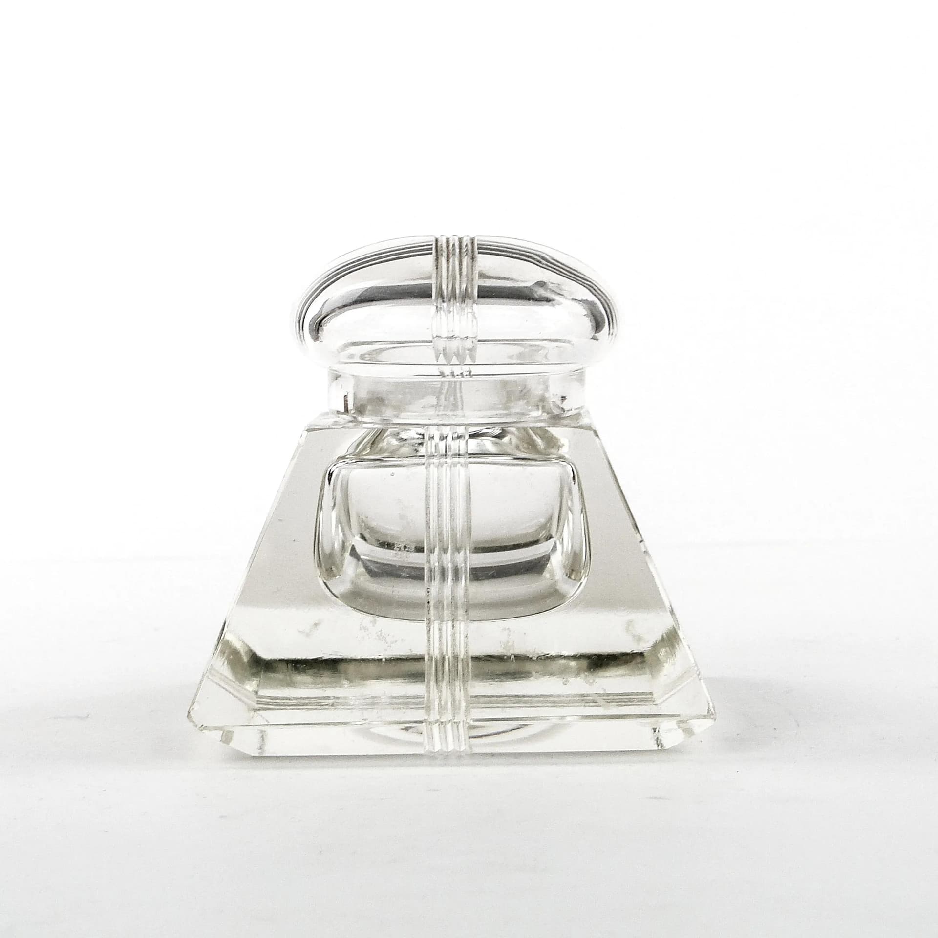 Kałamarz geometryczna secesja, kryształ transparentny, Polska, początek XX w. - 22905