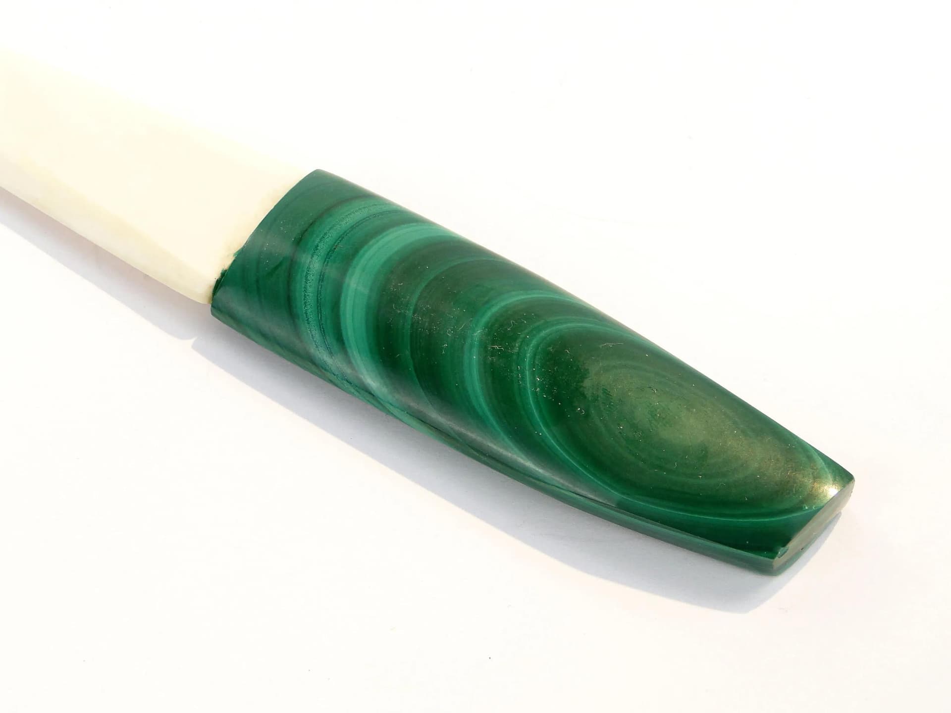 Letter opener, Art Deco, green malachite, ivory, 1920s - 22861