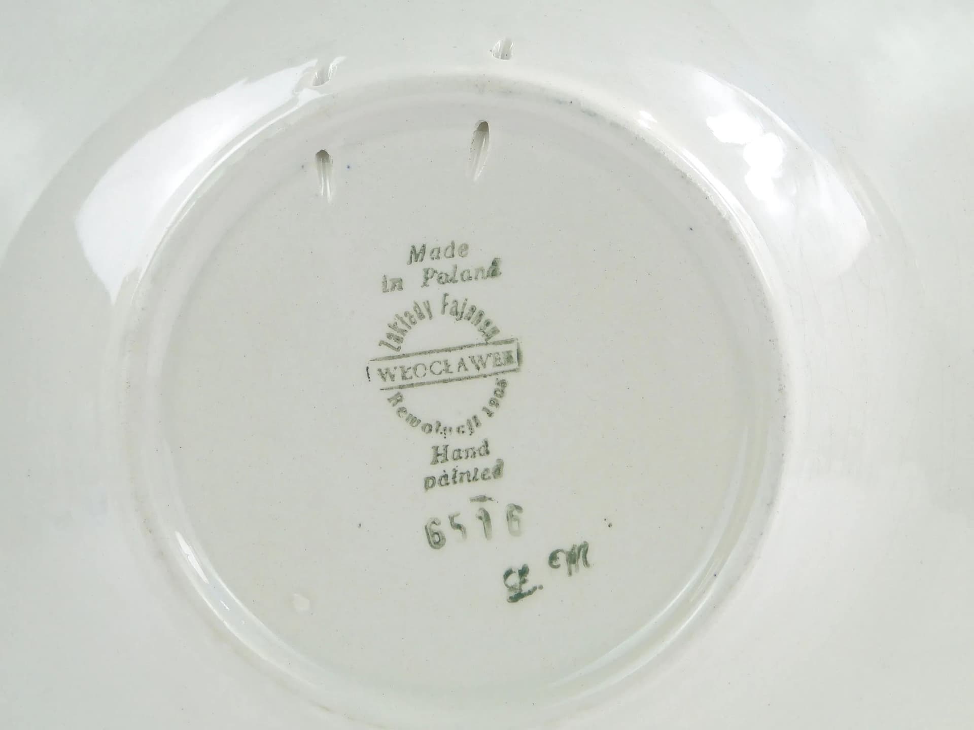 Szara fajansowa patera dekoracyjna kapelusz z wypukłą dekoracją kobaltową, proj. Instytut Wzornictwa Przemysłowego dla Włocławka, Polska, lata 50. - 23308