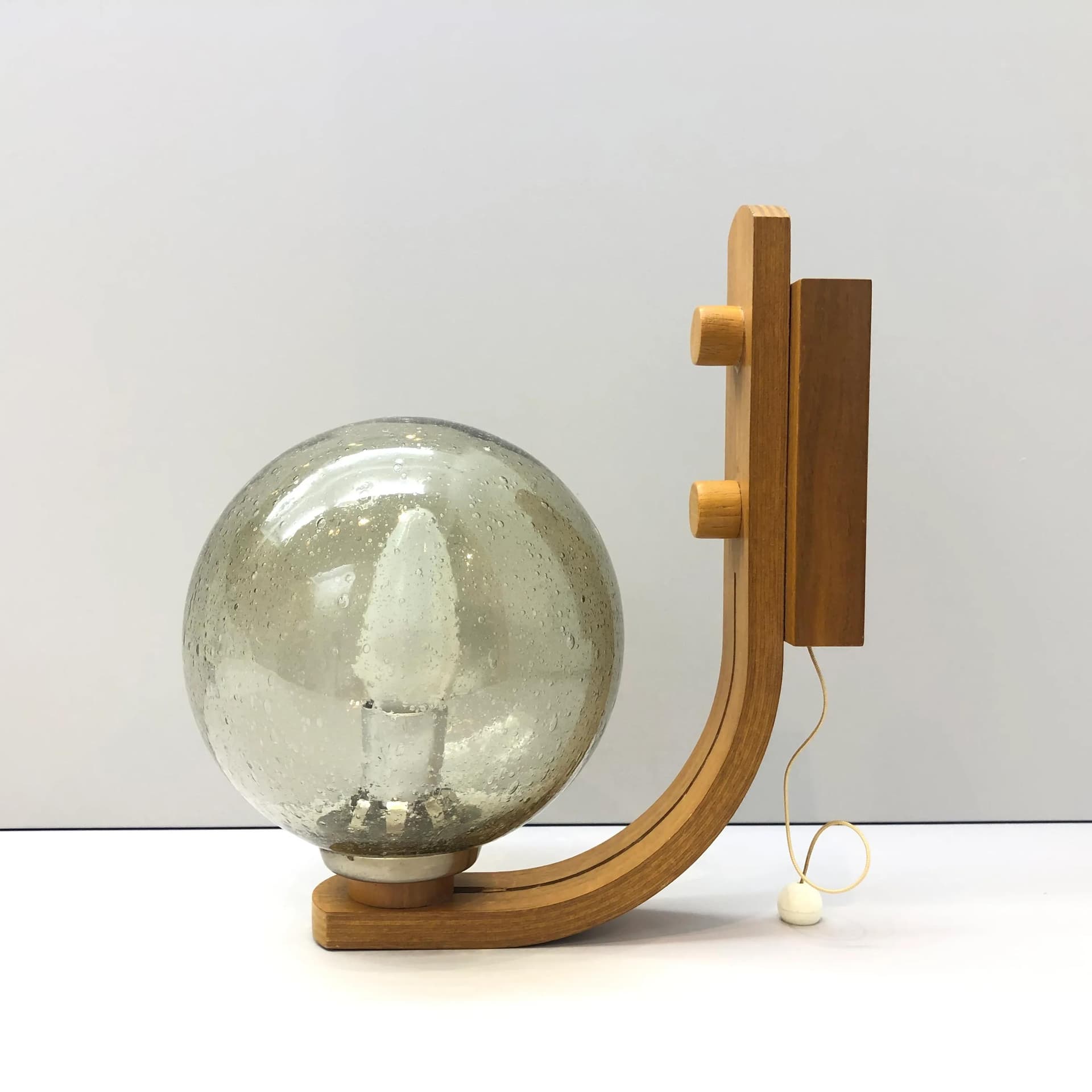 Kinkiet, sklejka jasnobrązowa, szkło przezroczyste, Dania, lata 70. - 23261