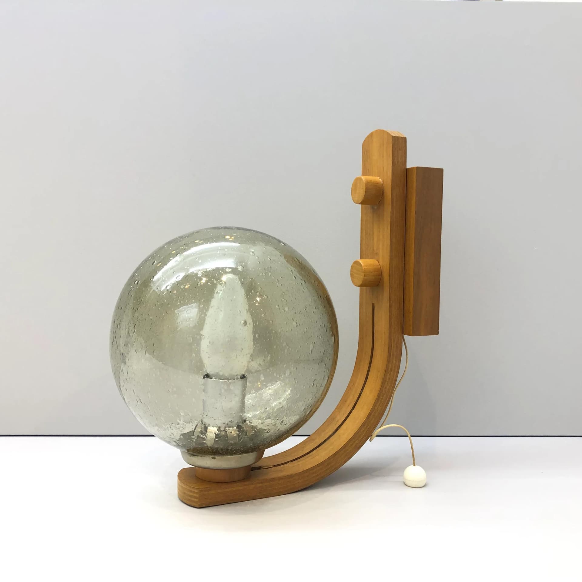 Kinkiet, sklejka jasnobrązowa, szkło przezroczyste, Dania, lata 70. - 23258