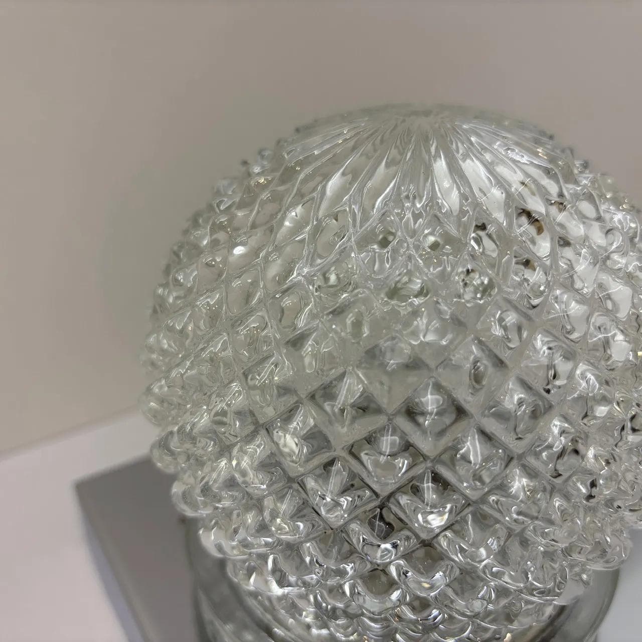 Wall lamp, transparent glass, chrome steel, Hillebrand, Germany, 1970s. - 23245