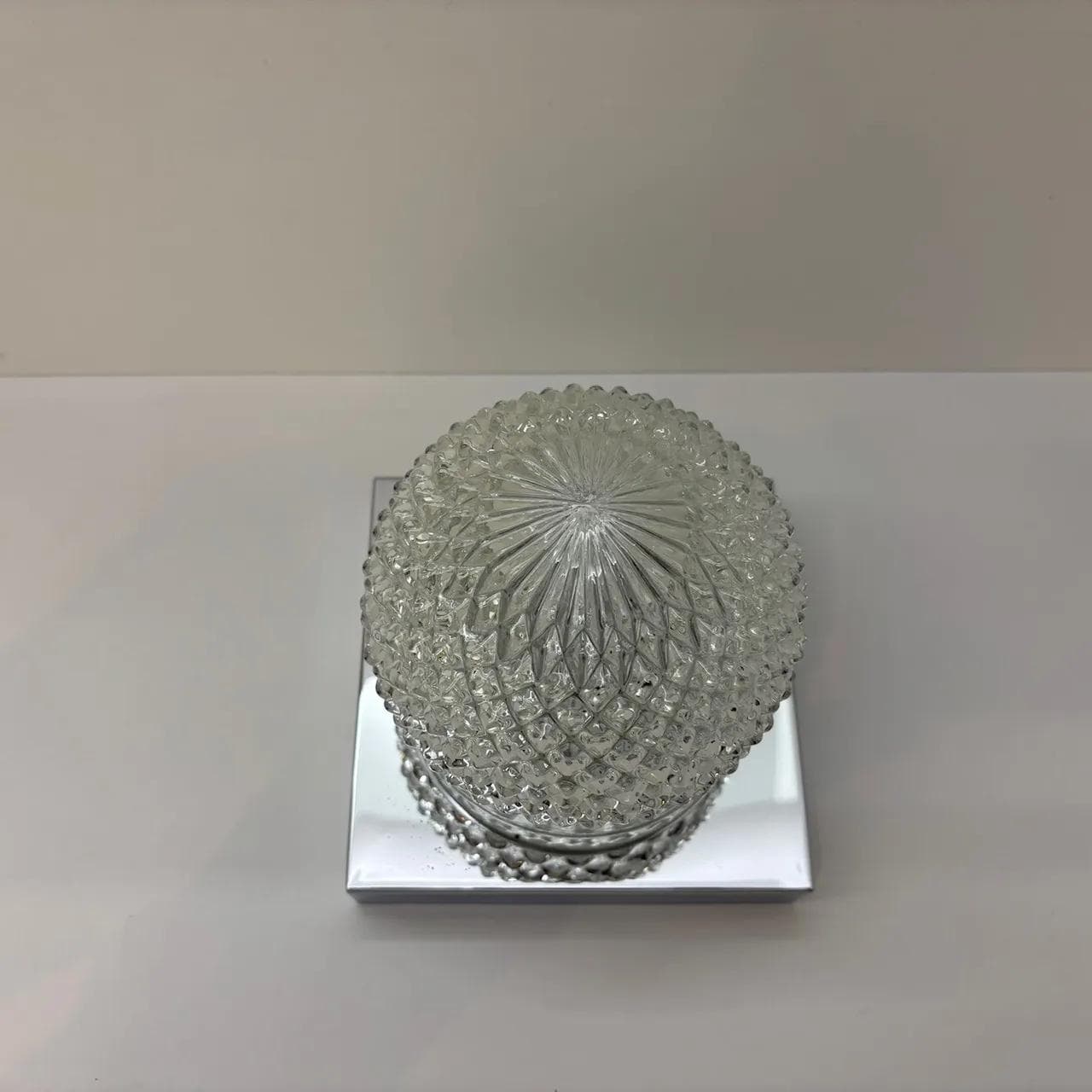 Wall lamp, transparent glass, chrome steel, Hillebrand, Germany, 1970s. - 23247