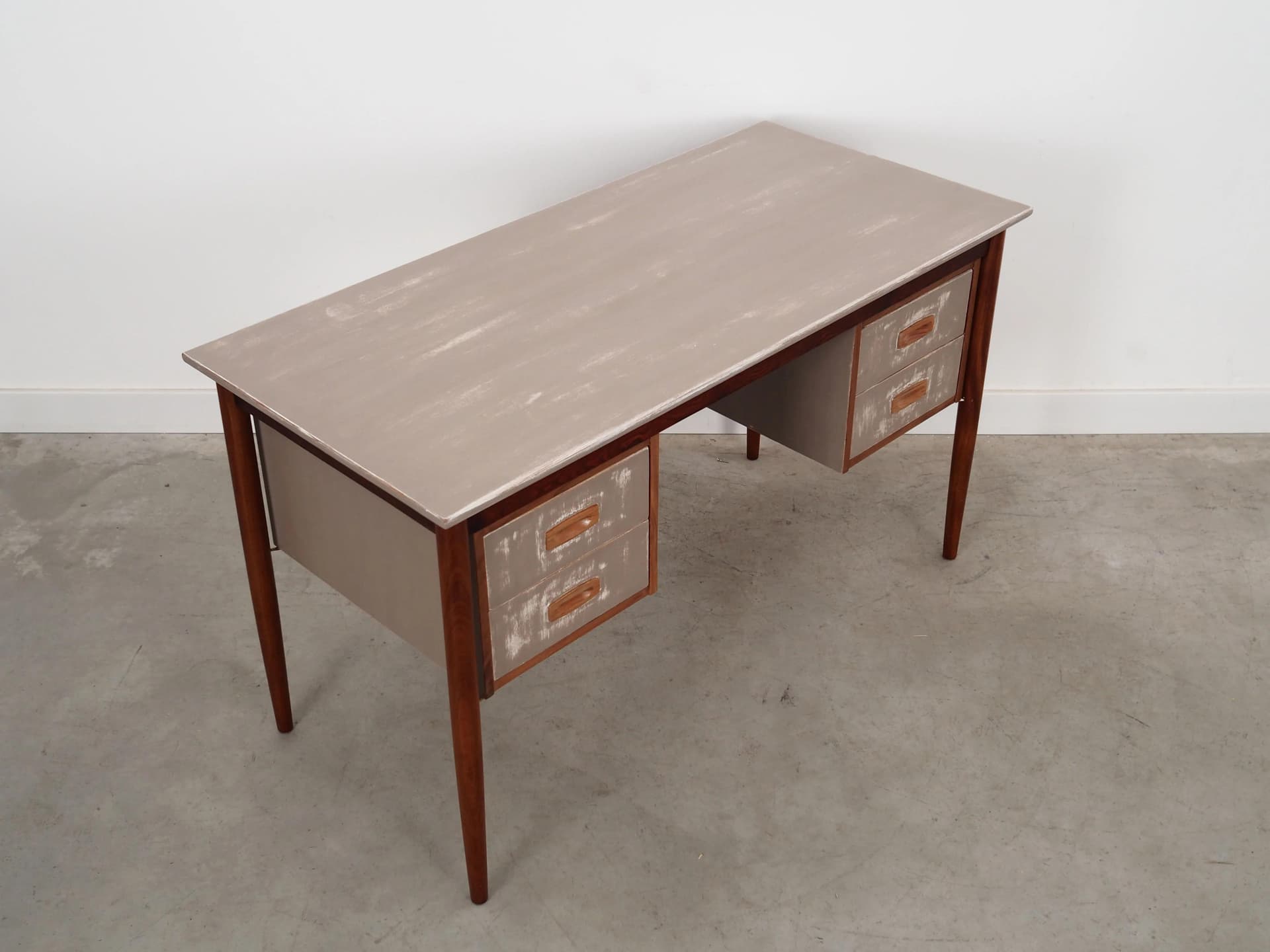 Desk, brown teak, grey fronts, Denmark, 1960s - 23413