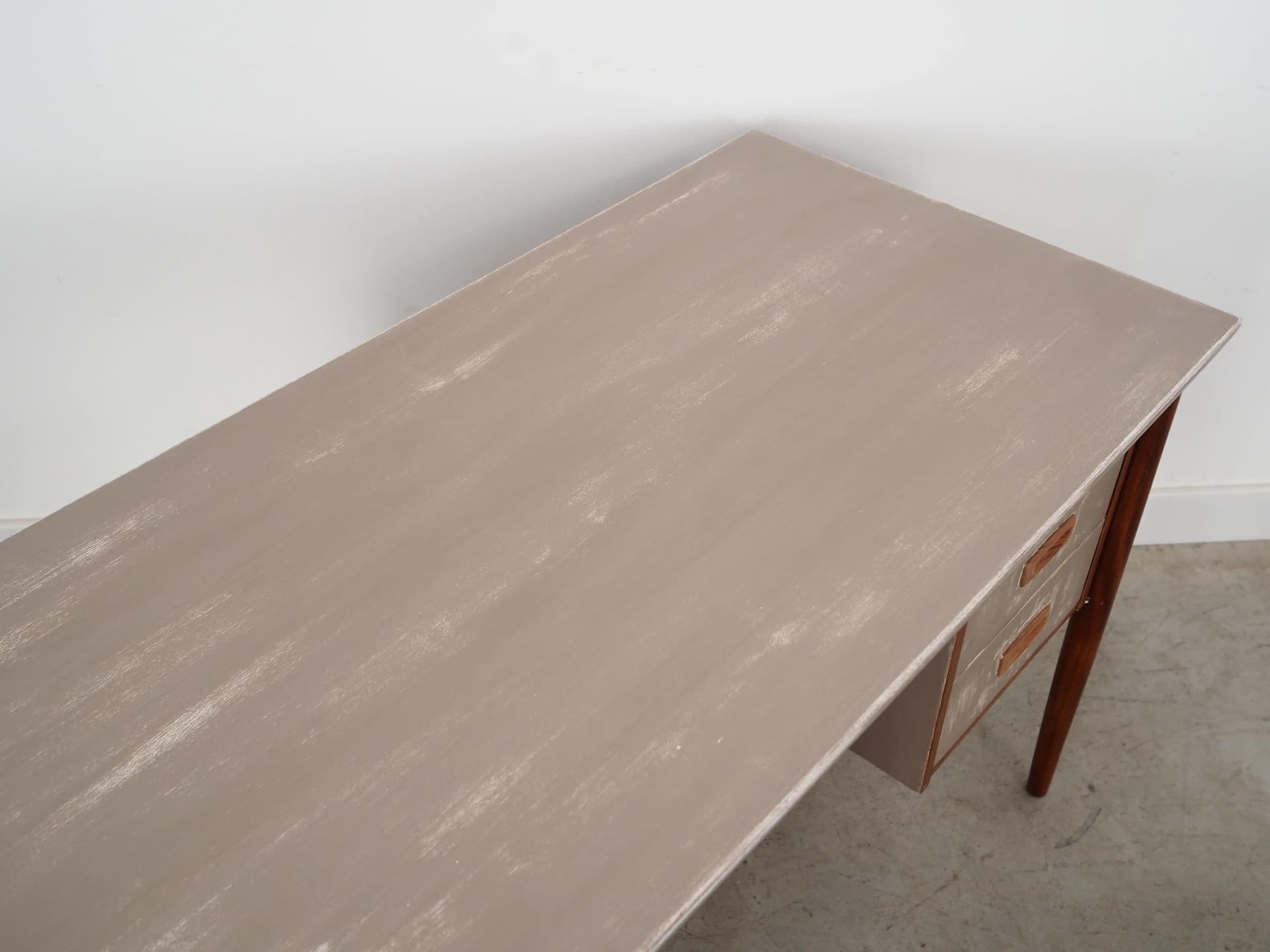 Desk, brown teak, grey fronts, Denmark, 1960s - 23412