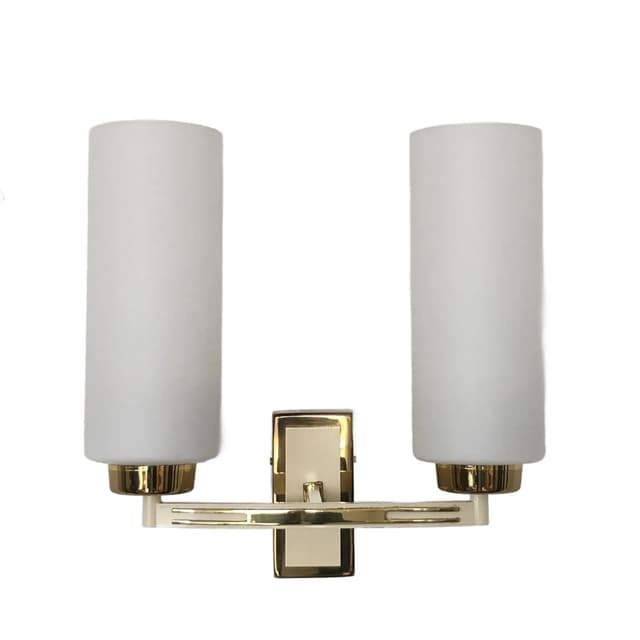 Wall sconce, gilt brass, opal glass, France, 1970s - DIMENSION