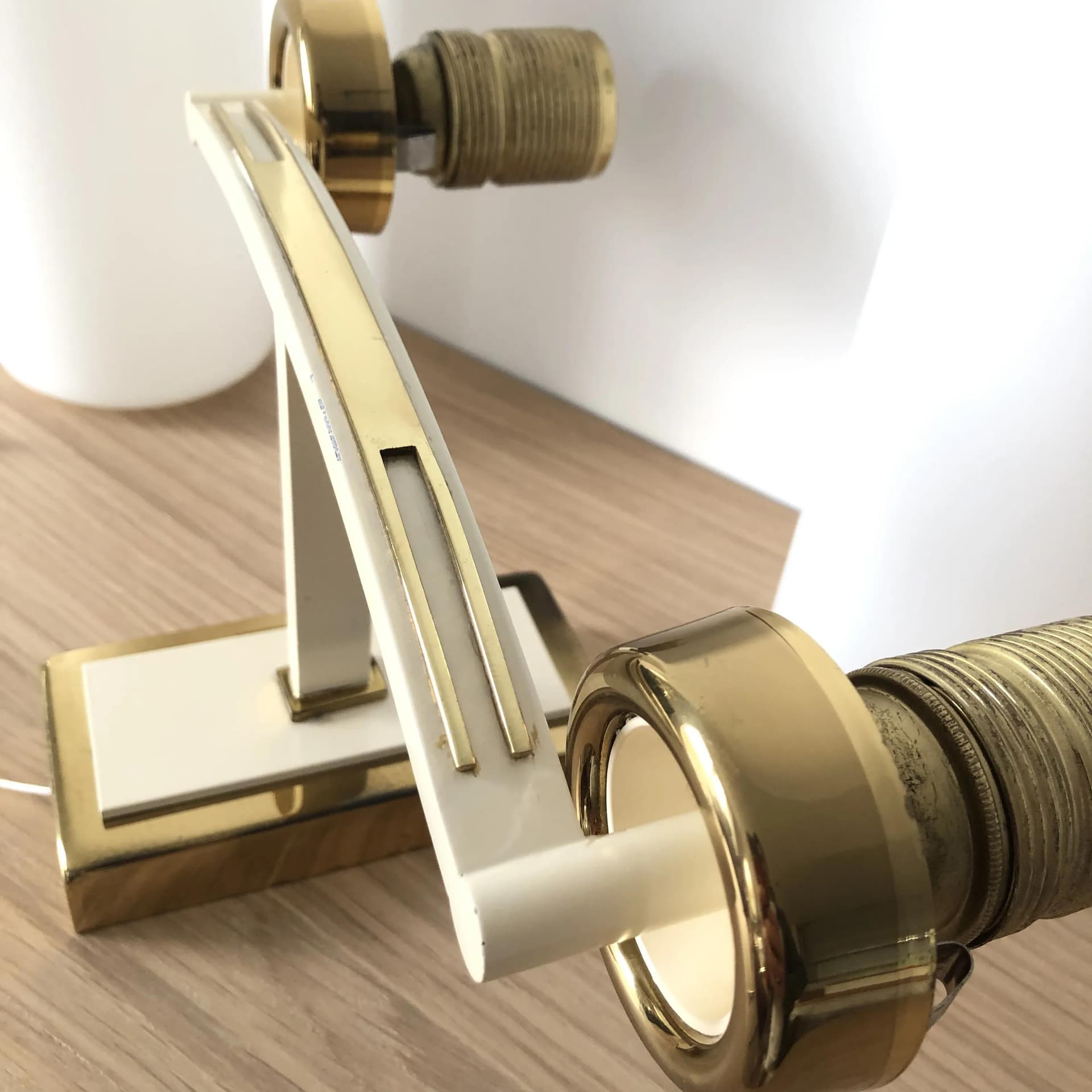 Wall sconce, gilt brass, opal glass, France, 1970s - 23228