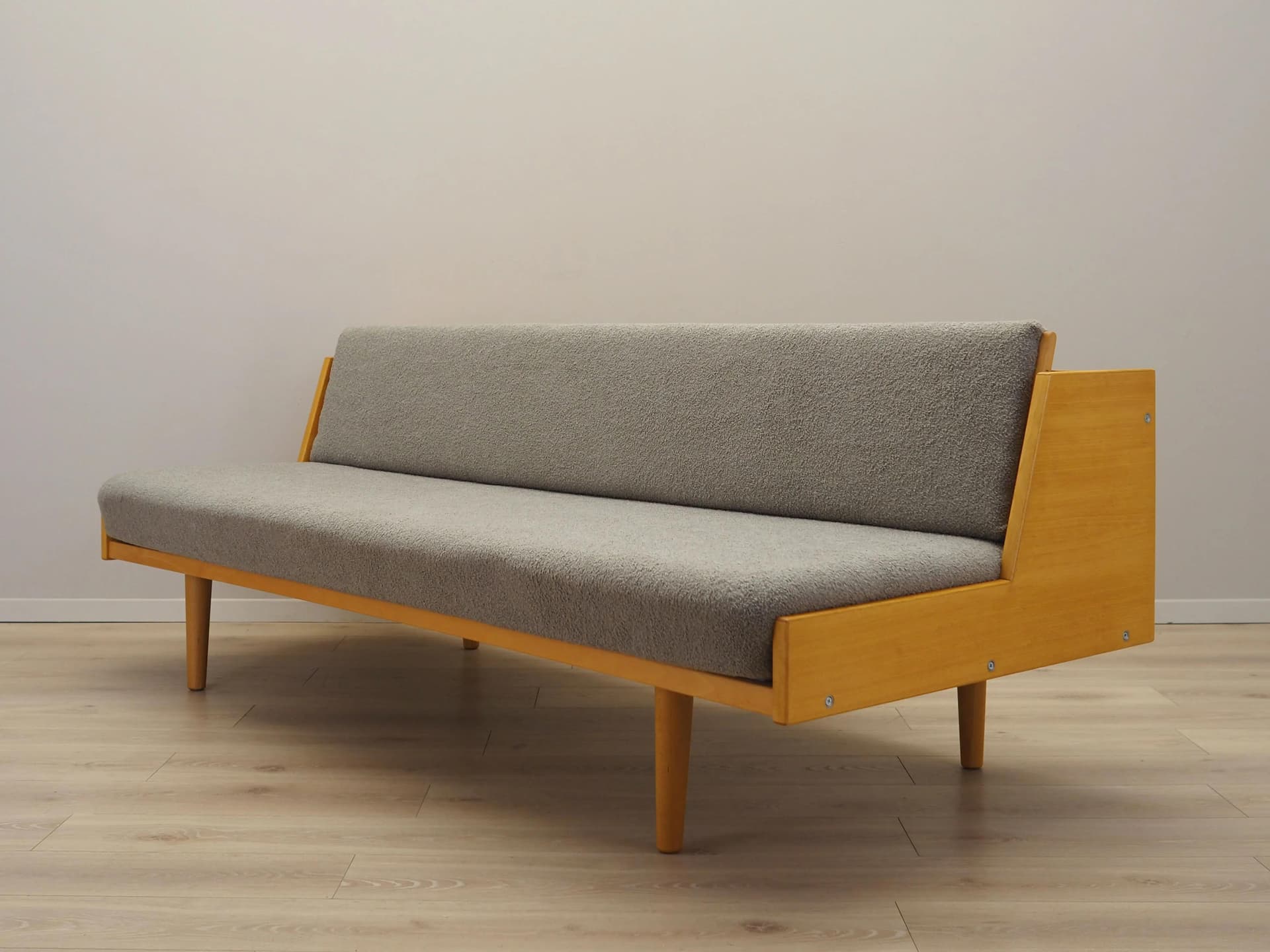 Sofa, light grey boucle beech, by H. J. Wegner, Getama, Denmark, 1960s - 23379