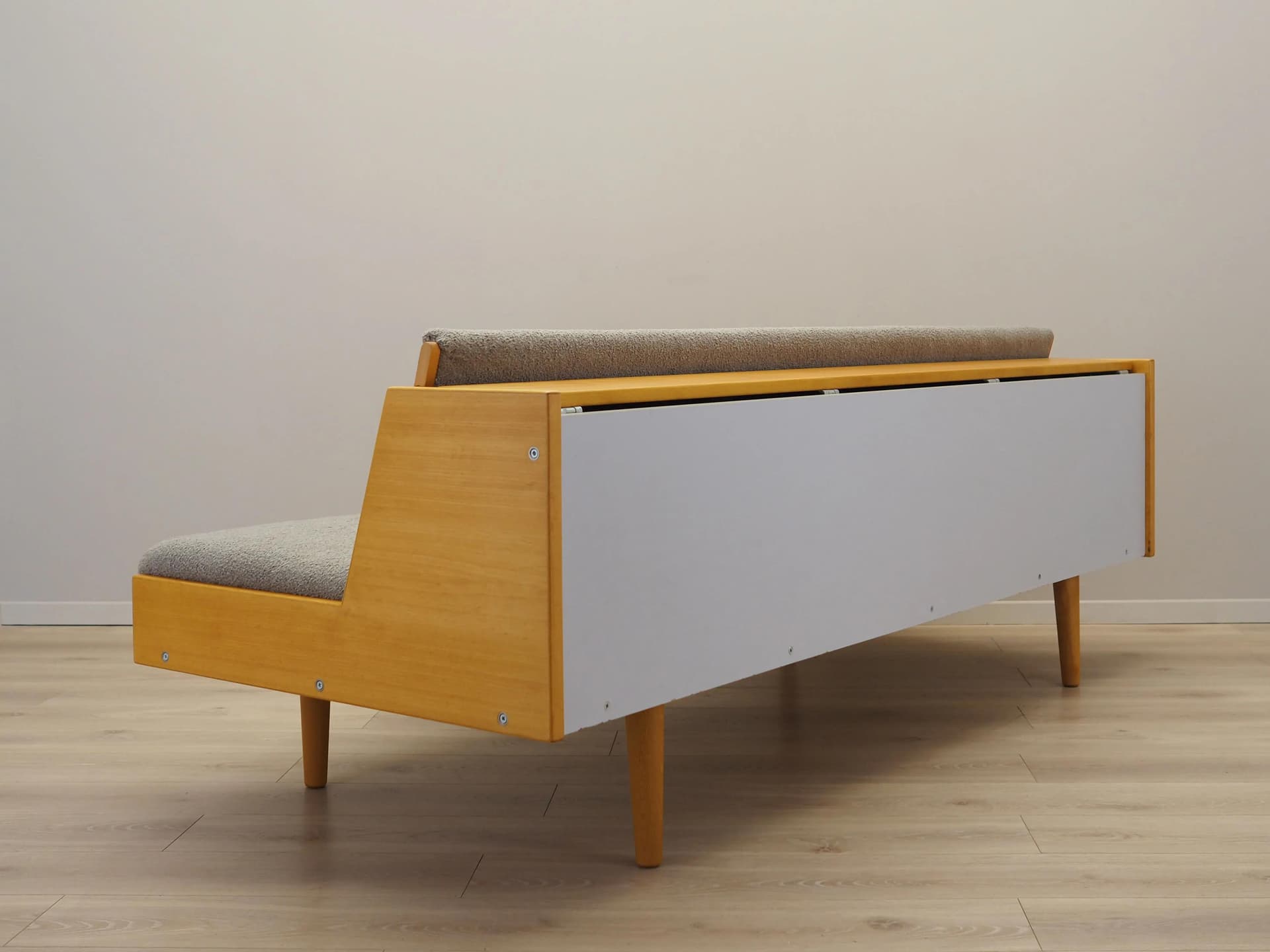 Sofa, light grey boucle beech, by H. J. Wegner, Getama, Denmark, 1960s - 23378