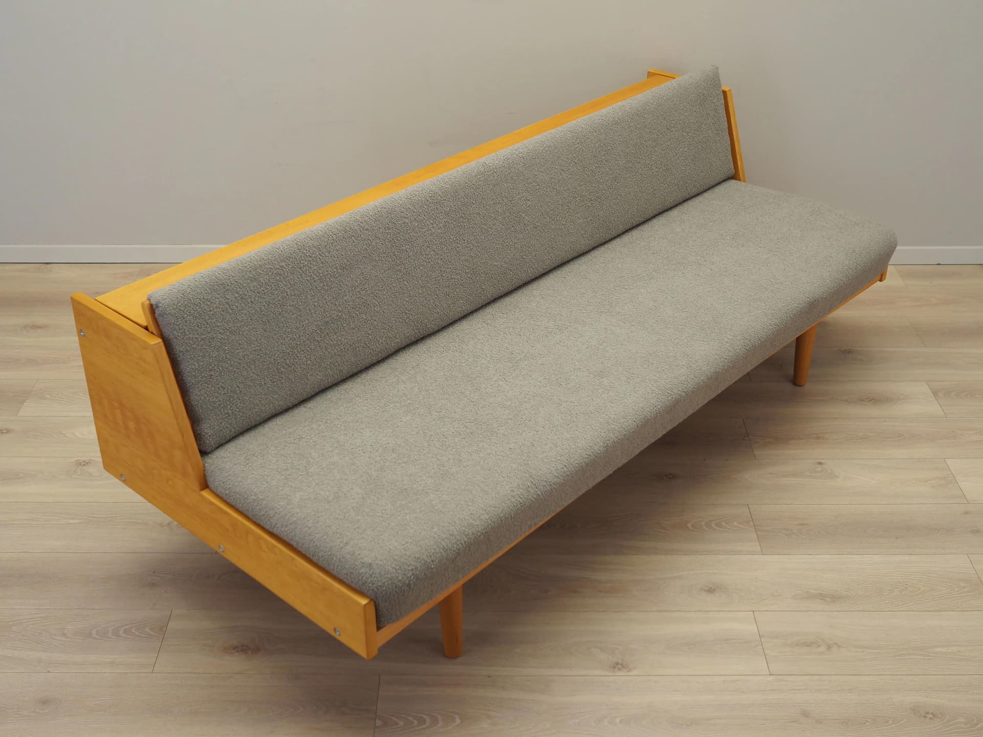 Sofa, light grey boucle beech, by H. J. Wegner, Getama, Denmark, 1960s - 23382