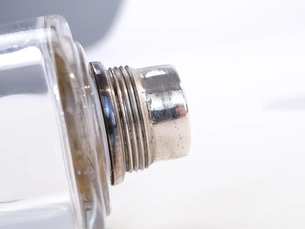 Flakon na perfumy, szkło kryształowe transparent, srebro, Francja, początek XX w. - 23282