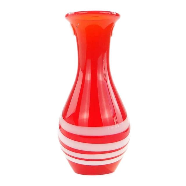 Vase, red glass, by L. Fiedorowicz, Poland, 1980s. - DIMENSION