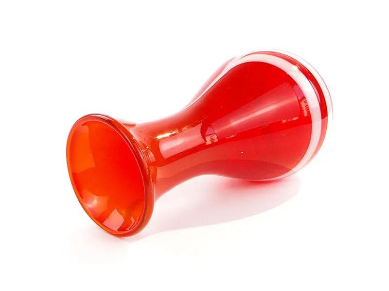 Vase, red glass, by L. Fiedorowicz, Poland, 1980s. - 23275