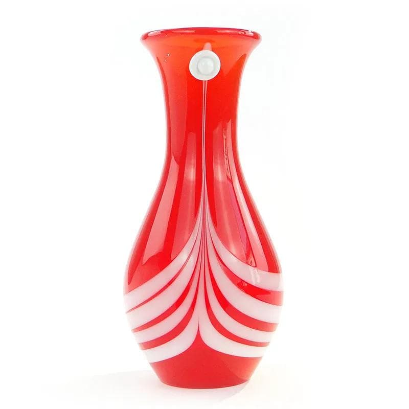Vase, red glass, by L. Fiedorowicz, Poland, 1980s. - 23272
