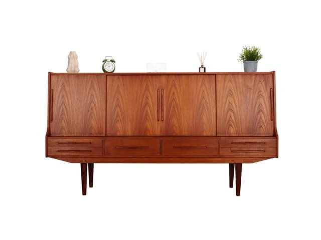 Highboard, teak, brązowy, Dania, lata 60. - WYMIARY