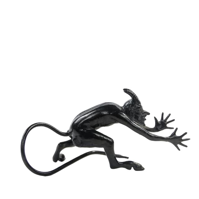 Figurka Tańczący Mefisto, czarny, żeliwo emaliowane, Polska, początek XX w. - WYMIARY