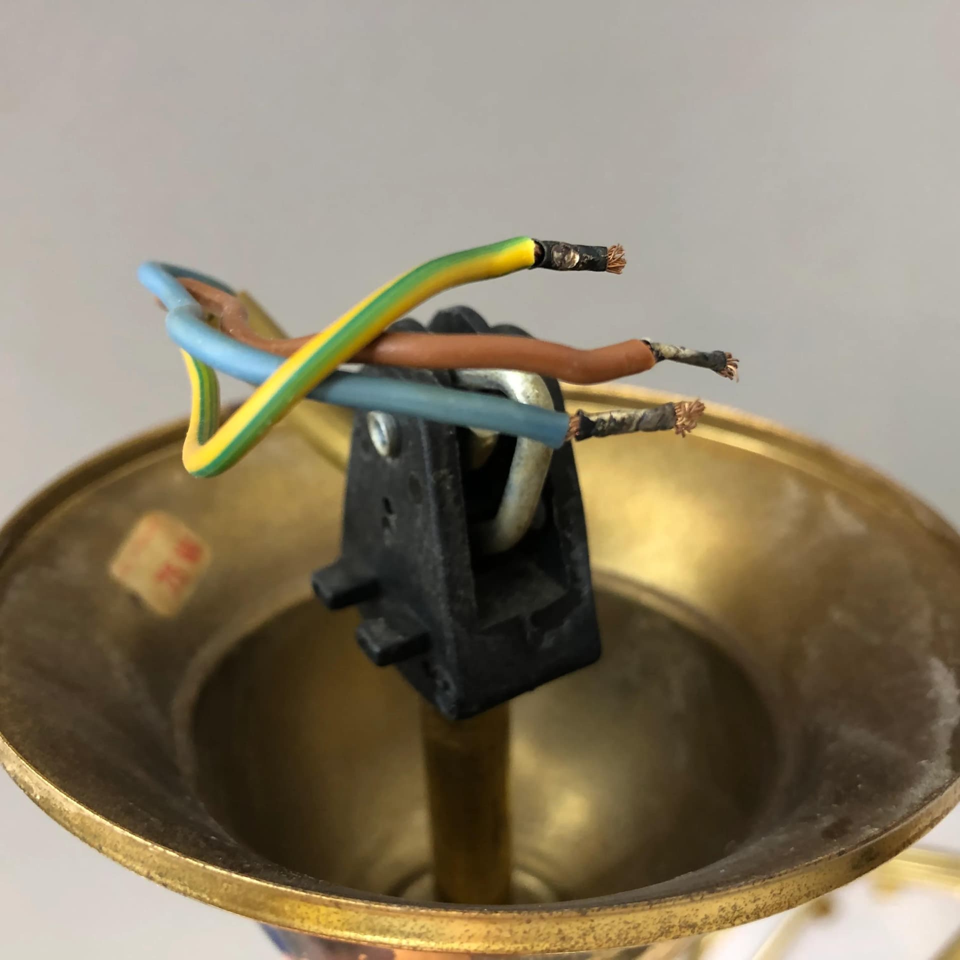 Pendant lamp, gilt steel, glass, Germany, 1970s - 23546