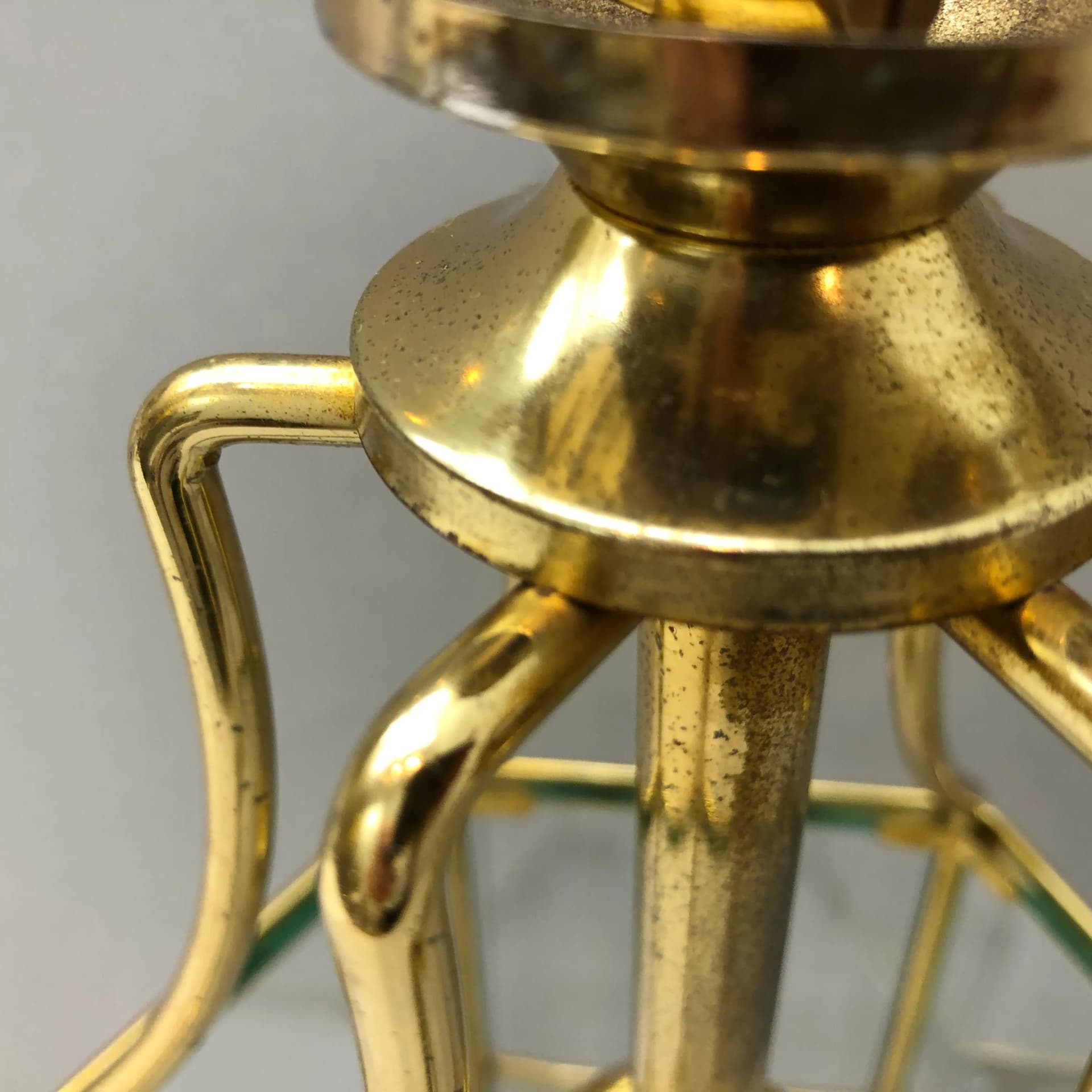 Pendant lamp, gilt steel, glass, Germany, 1970s - 23542