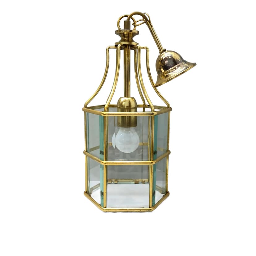 Lampa wisząca, złocona stal, szkło, Niemcy, lata 70.