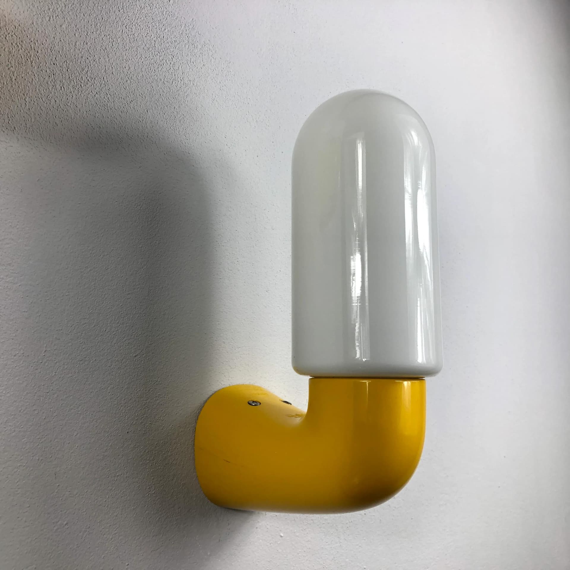 Kinkiet Pop Art, żółty, plastik, szkło, Dietsche, Niemcy, lata 80. - 23538