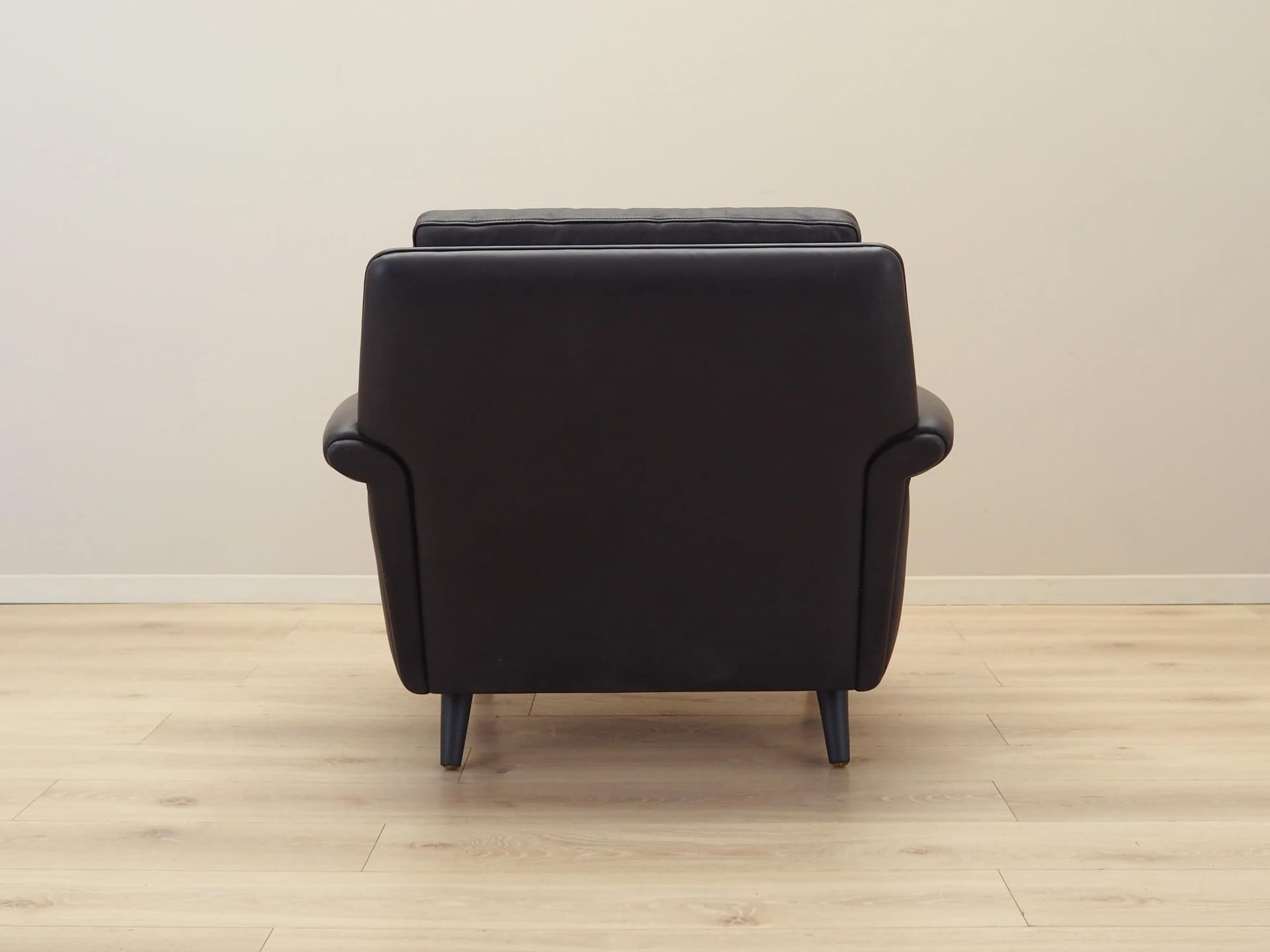 Armchair, brown leather, by A. Christiansen, Denmark, 1960s. - 23770