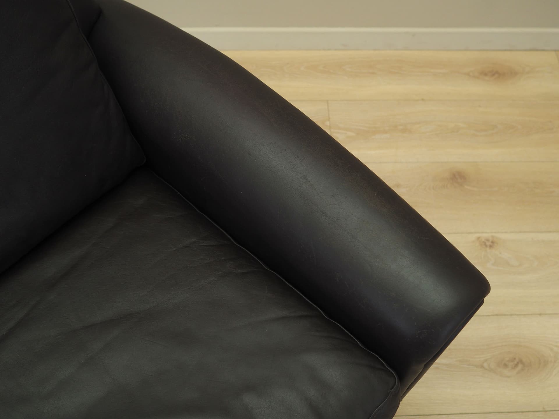 Armchair, brown leather, by A. Christiansen, Denmark, 1960s. - 66446