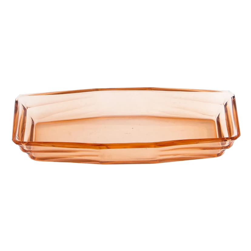 Taca na biżuterię Art Deco, kryształ pomarańczowy, Ludwik Moser & Sohne, Czechy, lata 30.